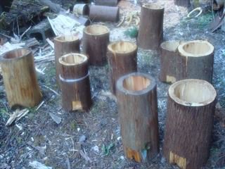 日本ミツバチの丸洞式巣箱の作り方を教えてください。杉の丸太の
